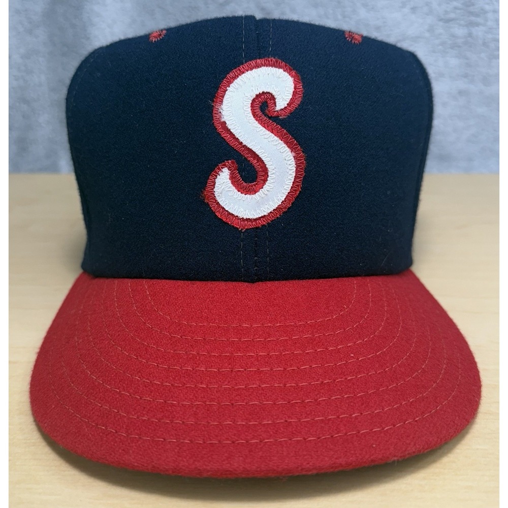 Vtg Stevens Comfo-matic‎ Colorblock Hat 7 1/4 Embroidered S Fitted Cap MLB USA